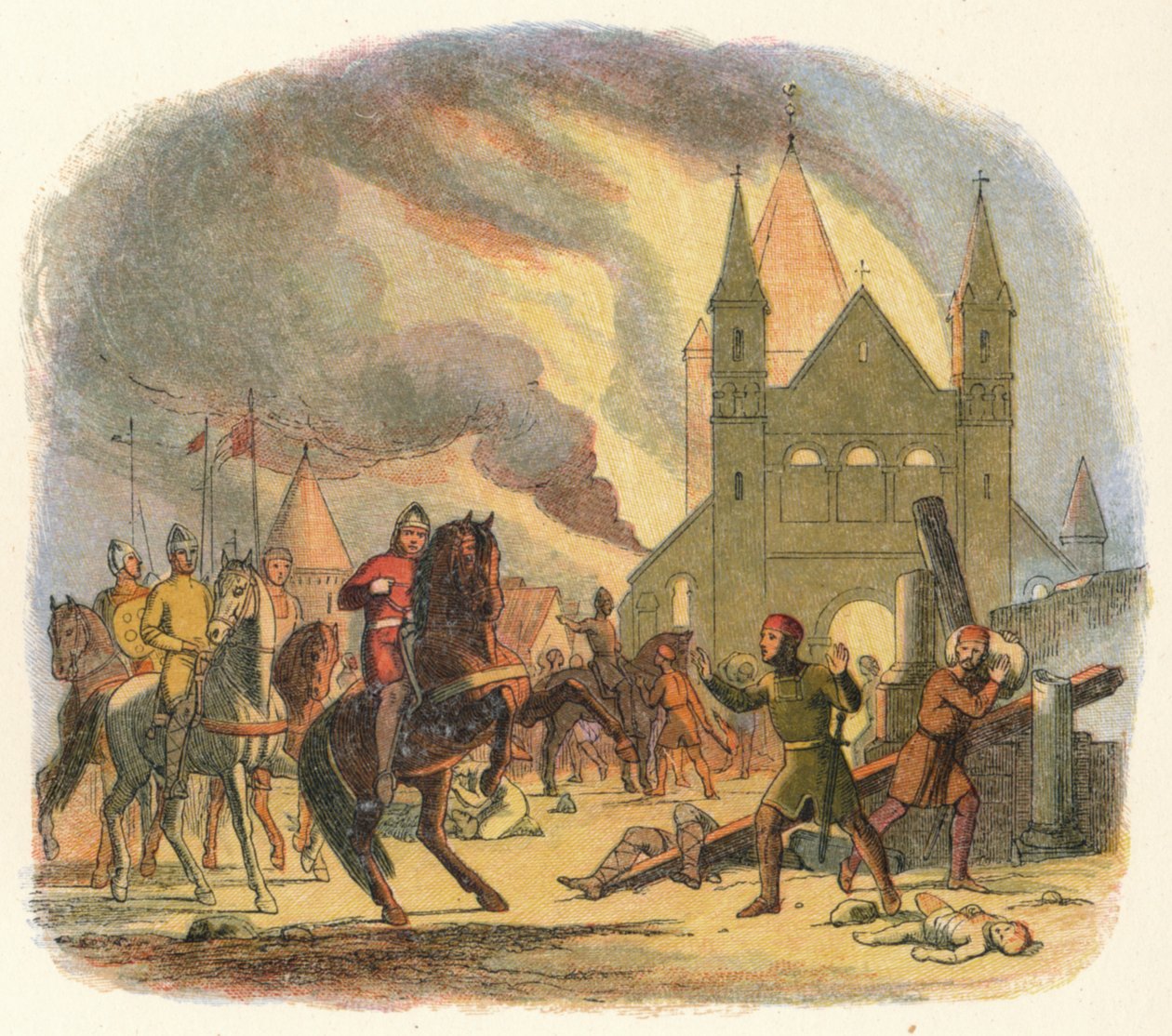 Guillermo recibe una herida fatal en Mantes, 1087 1864 de James William Edmund Doyle