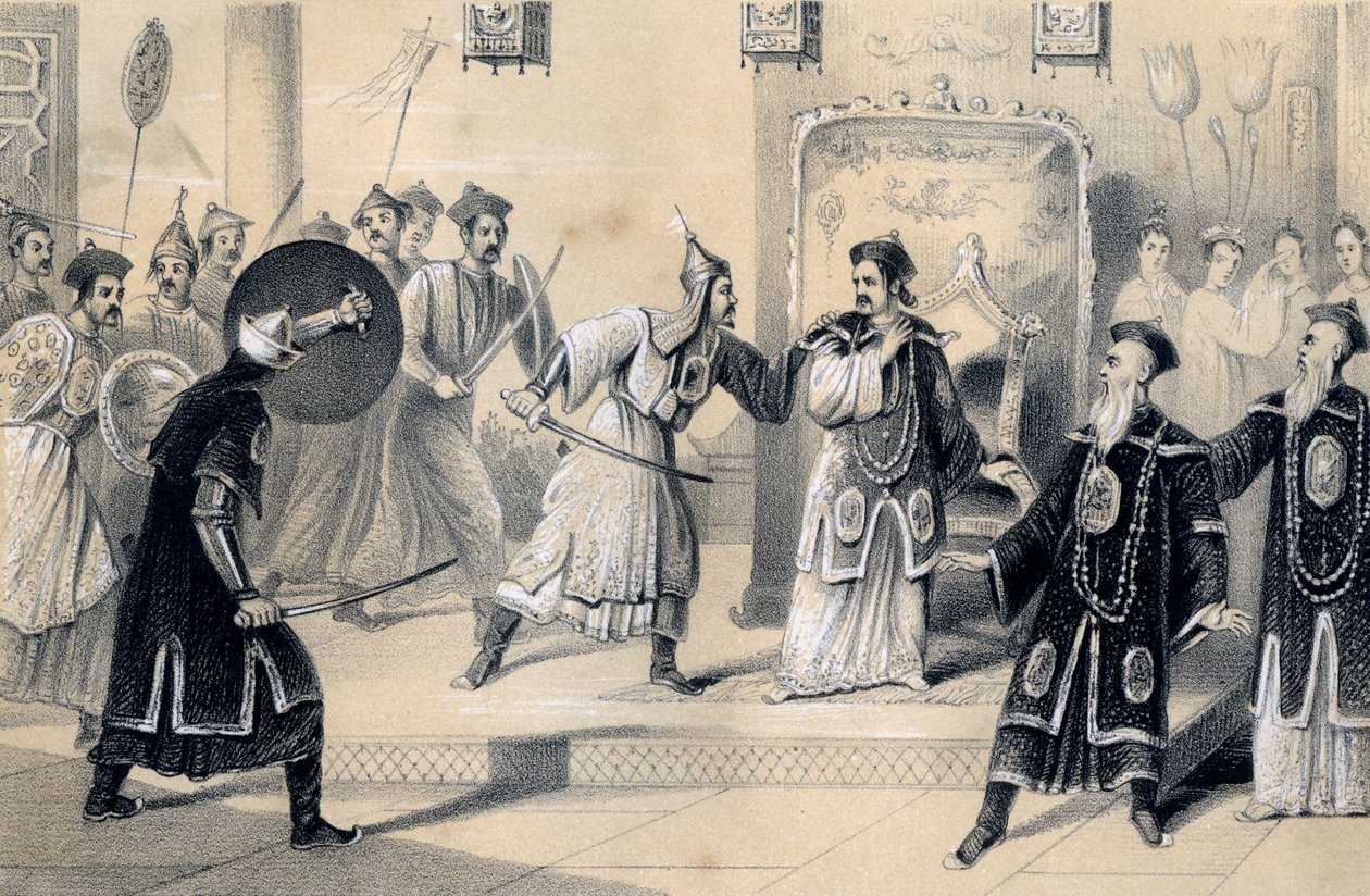 El emperador Weit-Soong y su corte, prisioneros de los tártaros de James William Giles