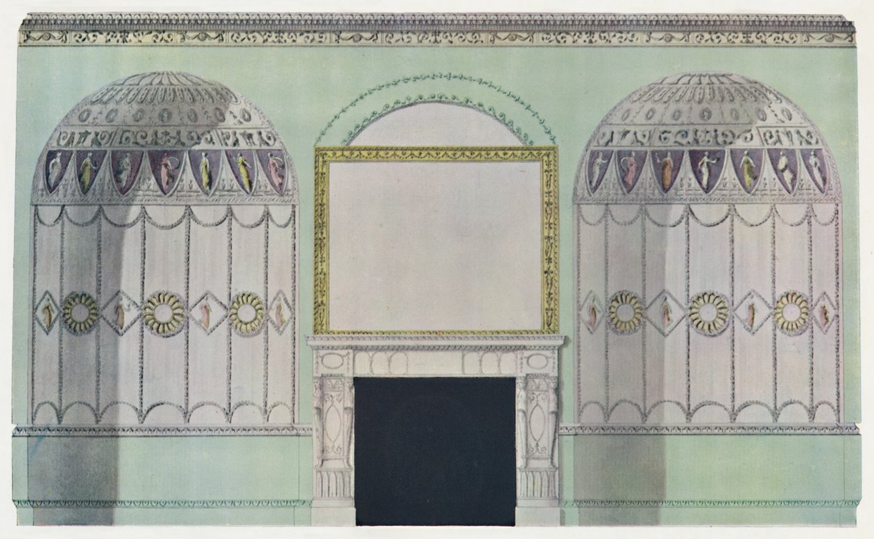 Chimenea flanqueada por alcobas, composición interior, siglo XVIII de James Wyatt