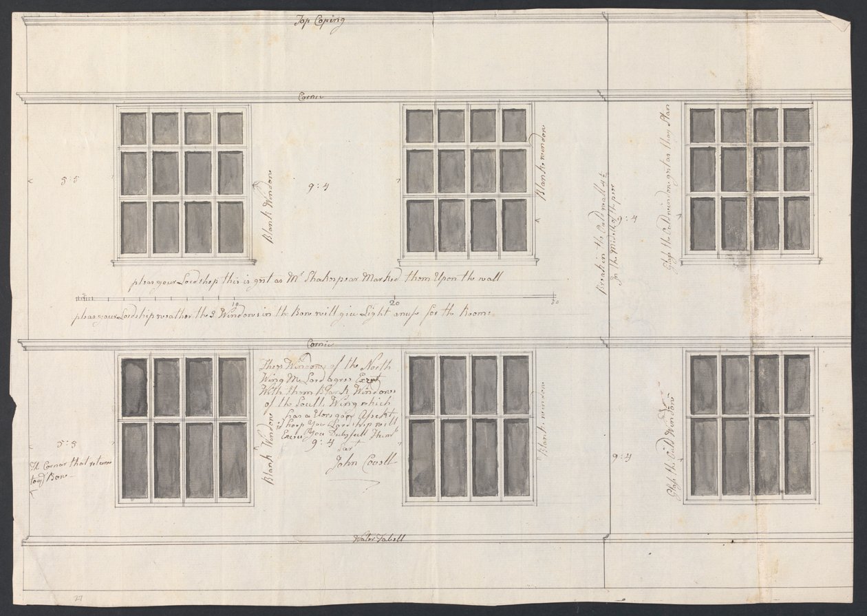 Cobham Hall, Kent: Diseño para ventanas de James Wyatt