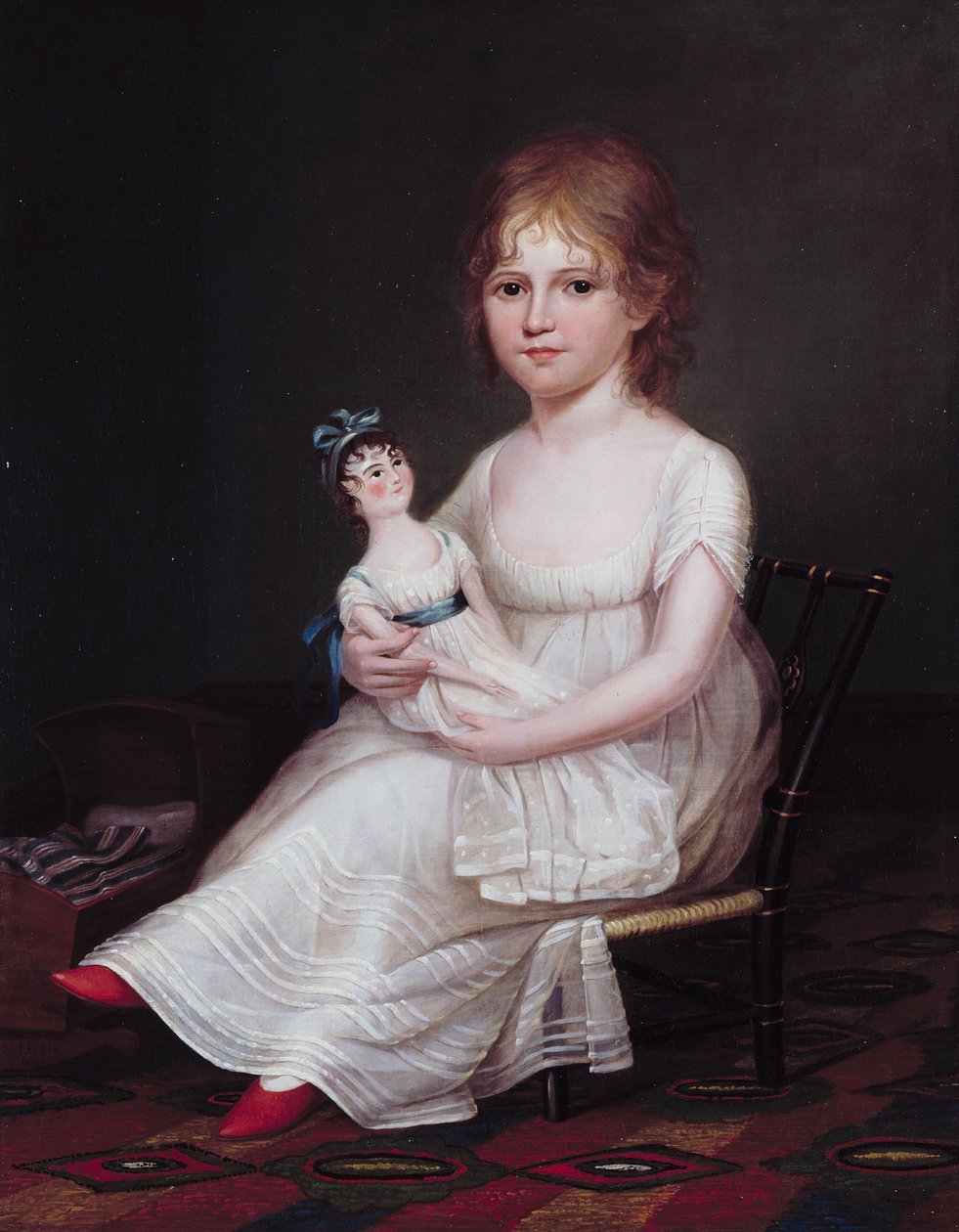 Una niña sosteniendo una muñeca de James the Elder Peale