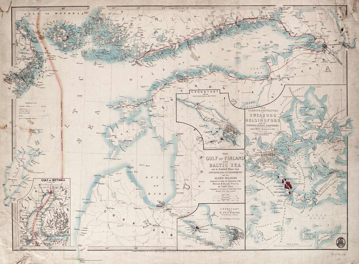Carta del Golfo de Finlandia y el Mar Báltico de James the Younger Wyld