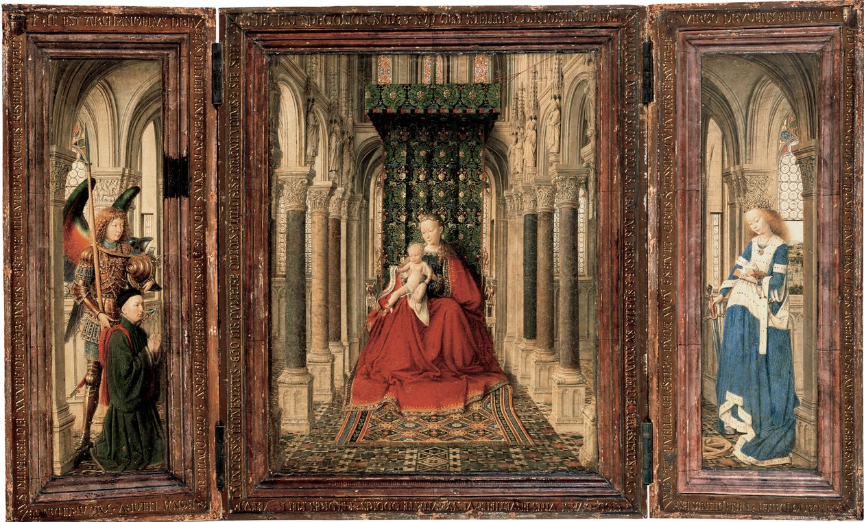 Tríptico de María y el Niño, San Miguel y Santa Catalina de Jan van Eyck