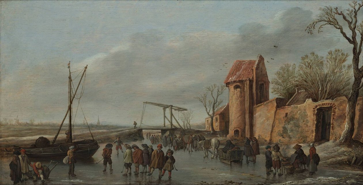 Una escena en el hielo de Jan Josephsz van Goyen