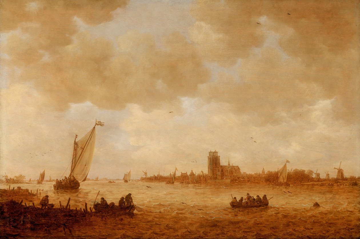 Vista de Dordrecht con la Grote Kirk a través del Maas de Jan Josephsz van Goyen