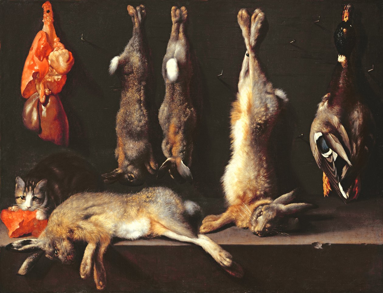 Naturaleza muerta, caza de Jan Baptist Weenix