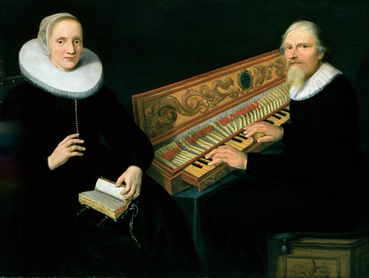 Pareja en el Clavicordio, 1648 de Jan Barendsz. Muyckens