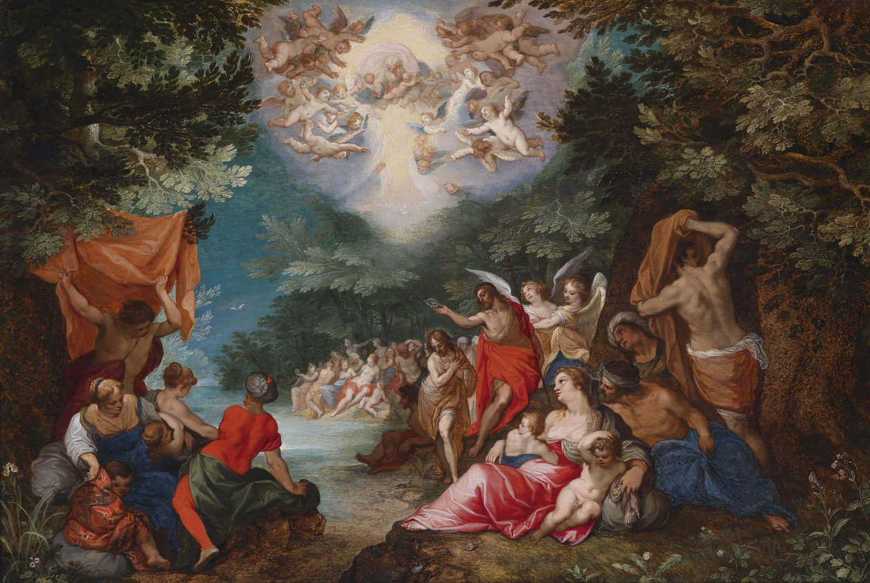 El bautismo de Cristo en el río Jordán de Jan the Elder Brueghel