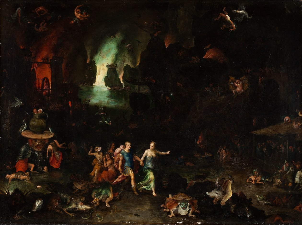 Eneas y la Sibila de Cumas en el inframundo de Jan the Elder Brueghel