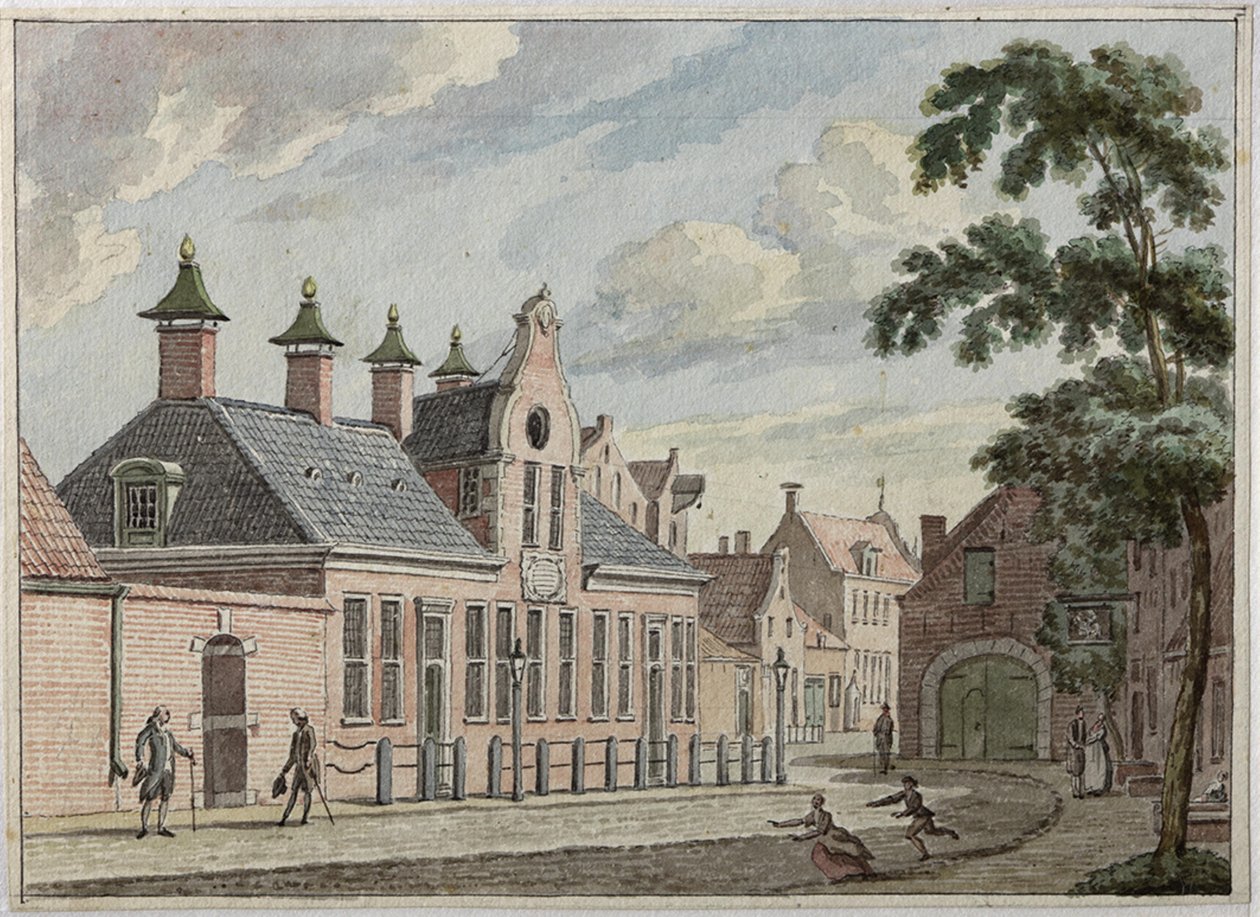 De Munnekeholm con el Aduardergasthuis en primer plano y el West-Indisch Huis en el fondo de Jan Bulthuis