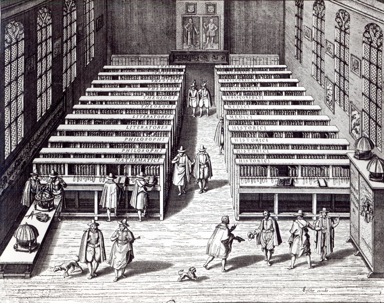 Biblioteca de la Universidad de Leiden, 1610 (foto en blanco y negro) de Jan Cornelis Woudanus