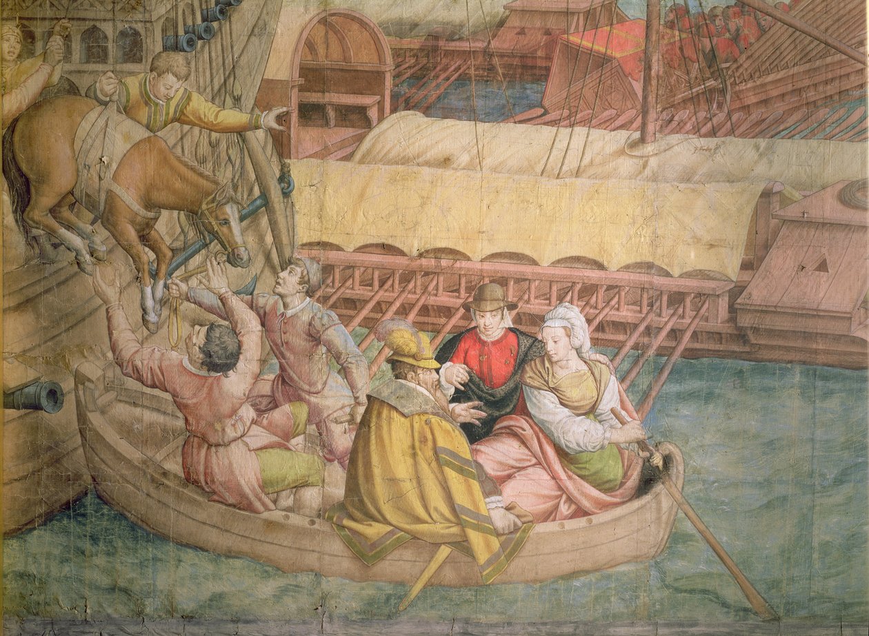 Campaña del Emperador Carlos V contra los turcos en Túnez en 1535: la Batalla de Goletta (detalle) de Jan Cornelisz Vermeyen