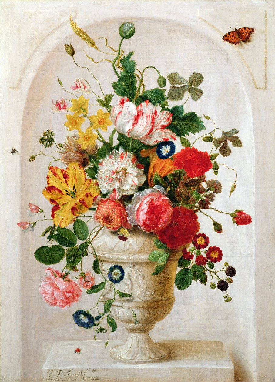 Una urna de flores en un nicho de Jan Frans Josephus Mertens