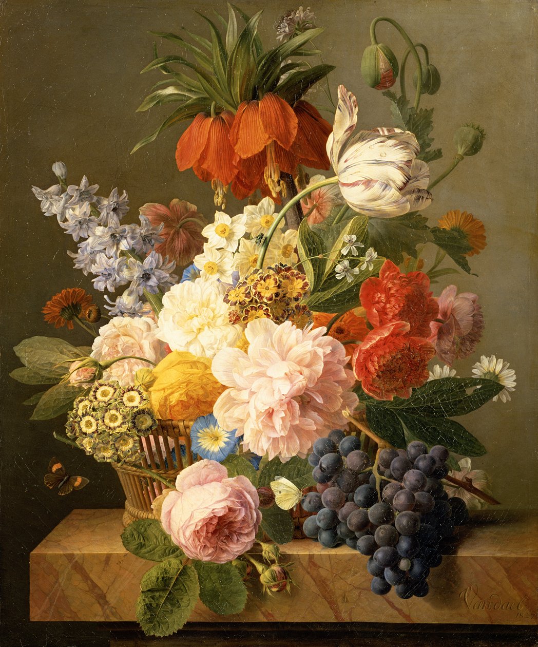 Naturaleza muerta con flores y frutas, 1827 de Jan Frans van Dael