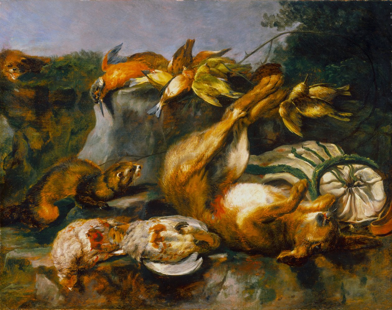 Caza muerta y comadrejas, c.1642 de Jan Fyt