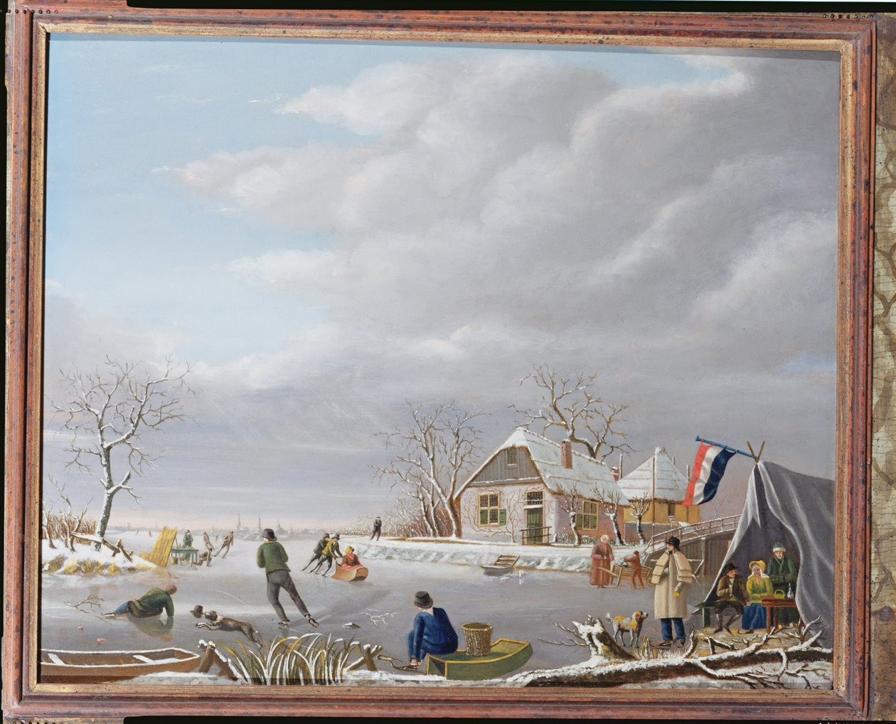 Patinadores en un paisaje invernal de Jan Gerardus Casteelen