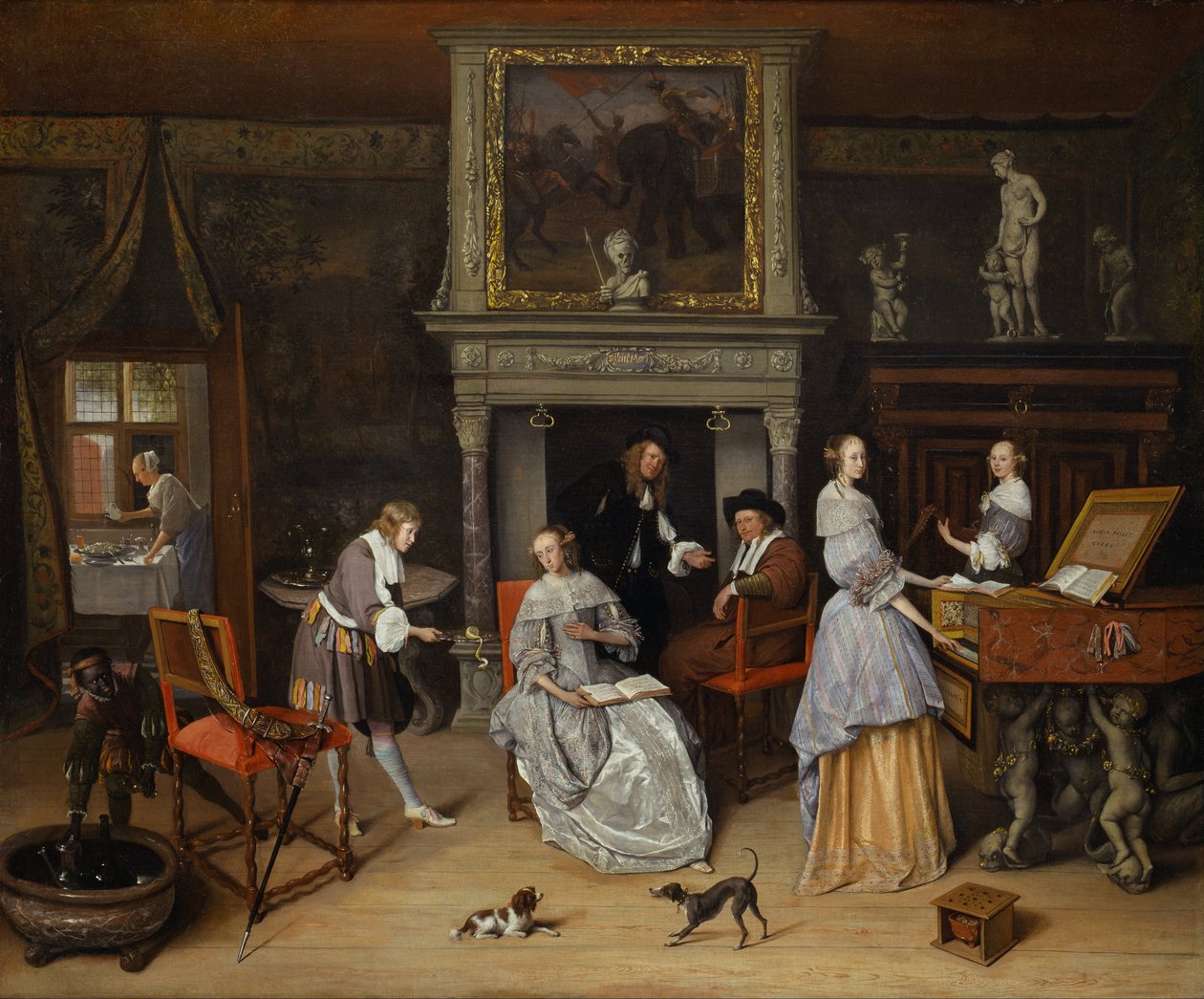 Interior fantástico con Jan Steen y la familia de Gerrit Schouten de Jan Havickszoon Steen
