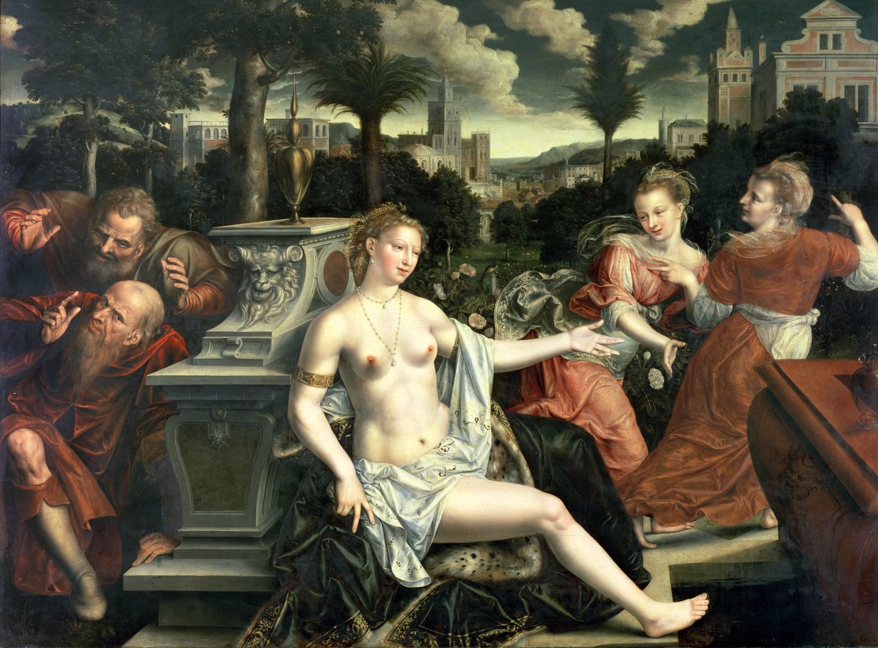 Susana y los ancianos, 1567 de Jan Massys or Metsys