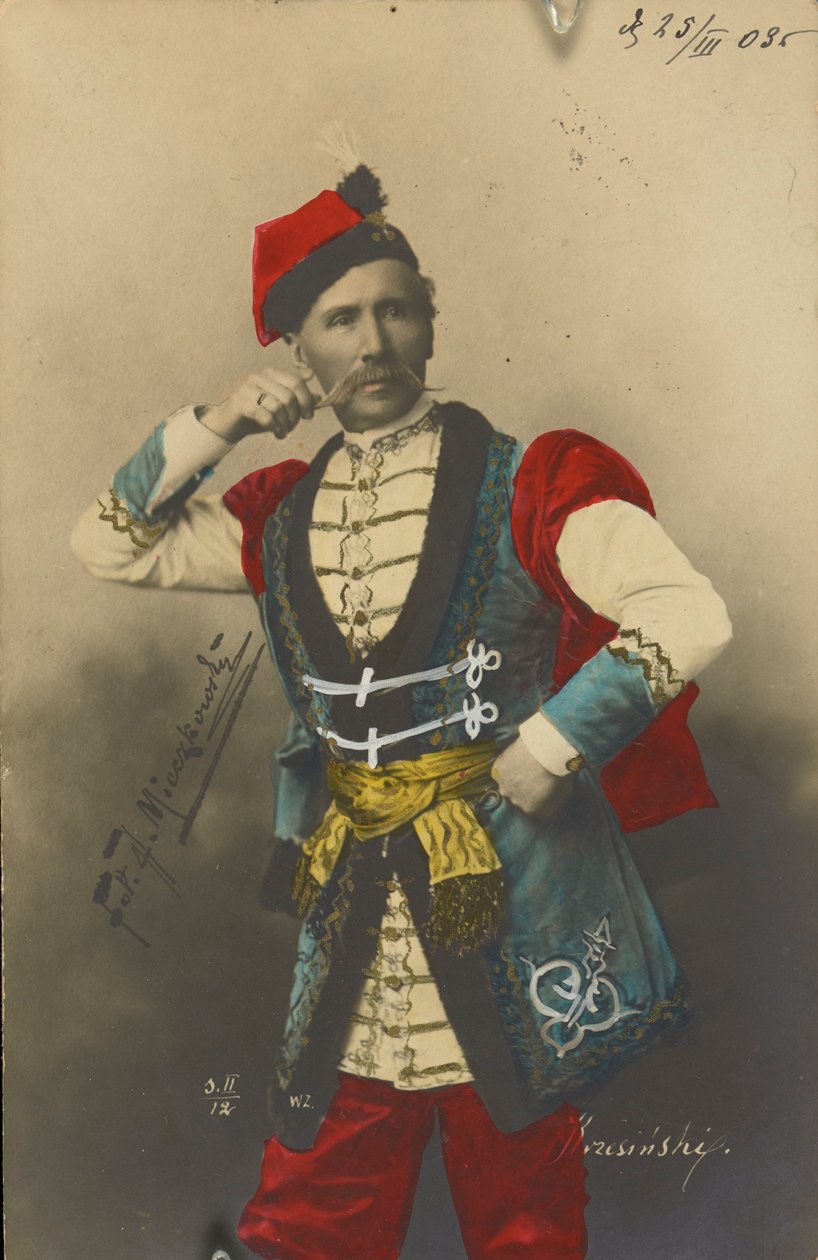 Feliks Krzesiński (Felix Kschessinsky) en traje de ballet para Mazurka de Jan Mieczkowski