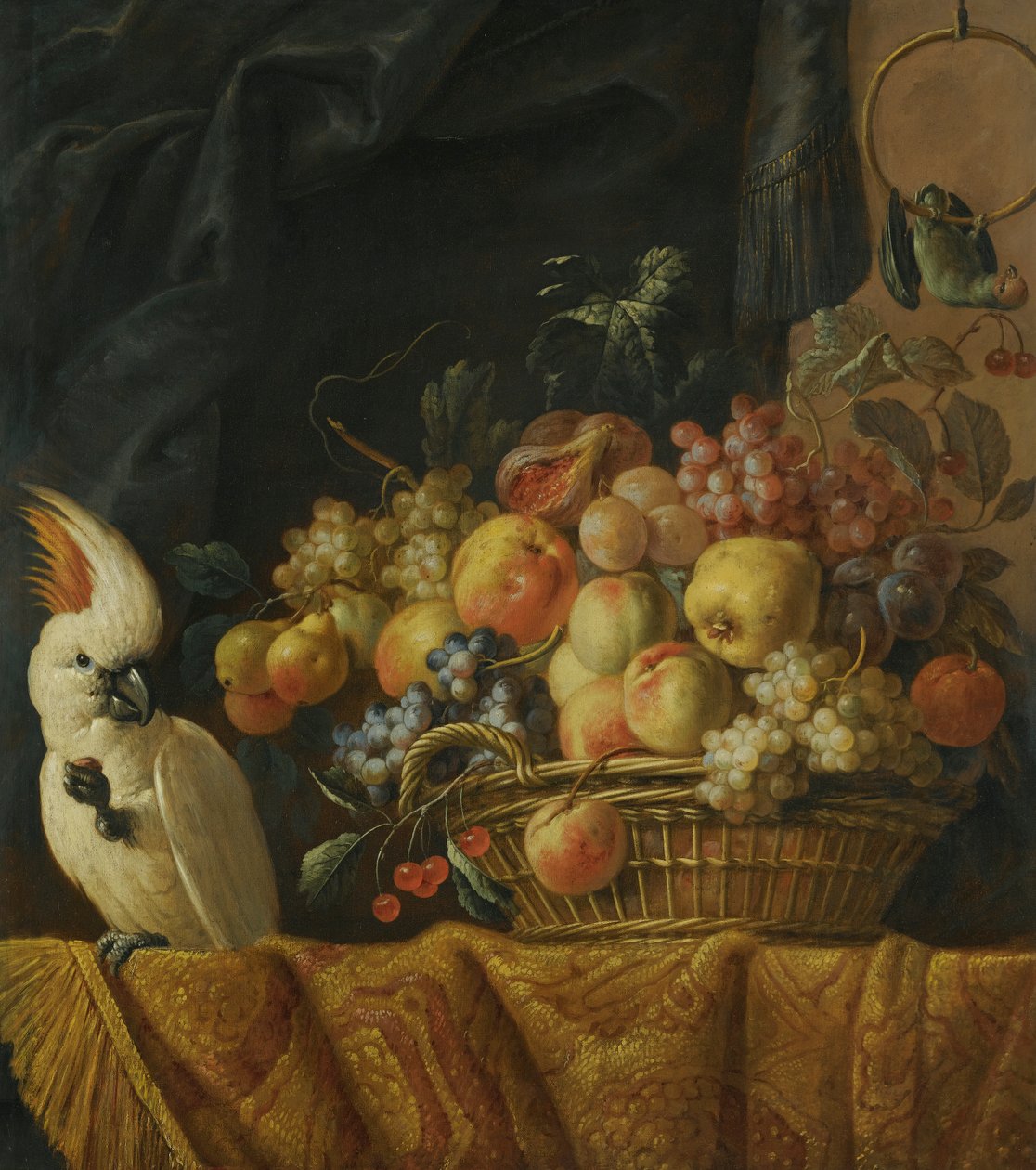Naturaleza muerta con un loro de Jan Pauwel Gillemans the Younger
