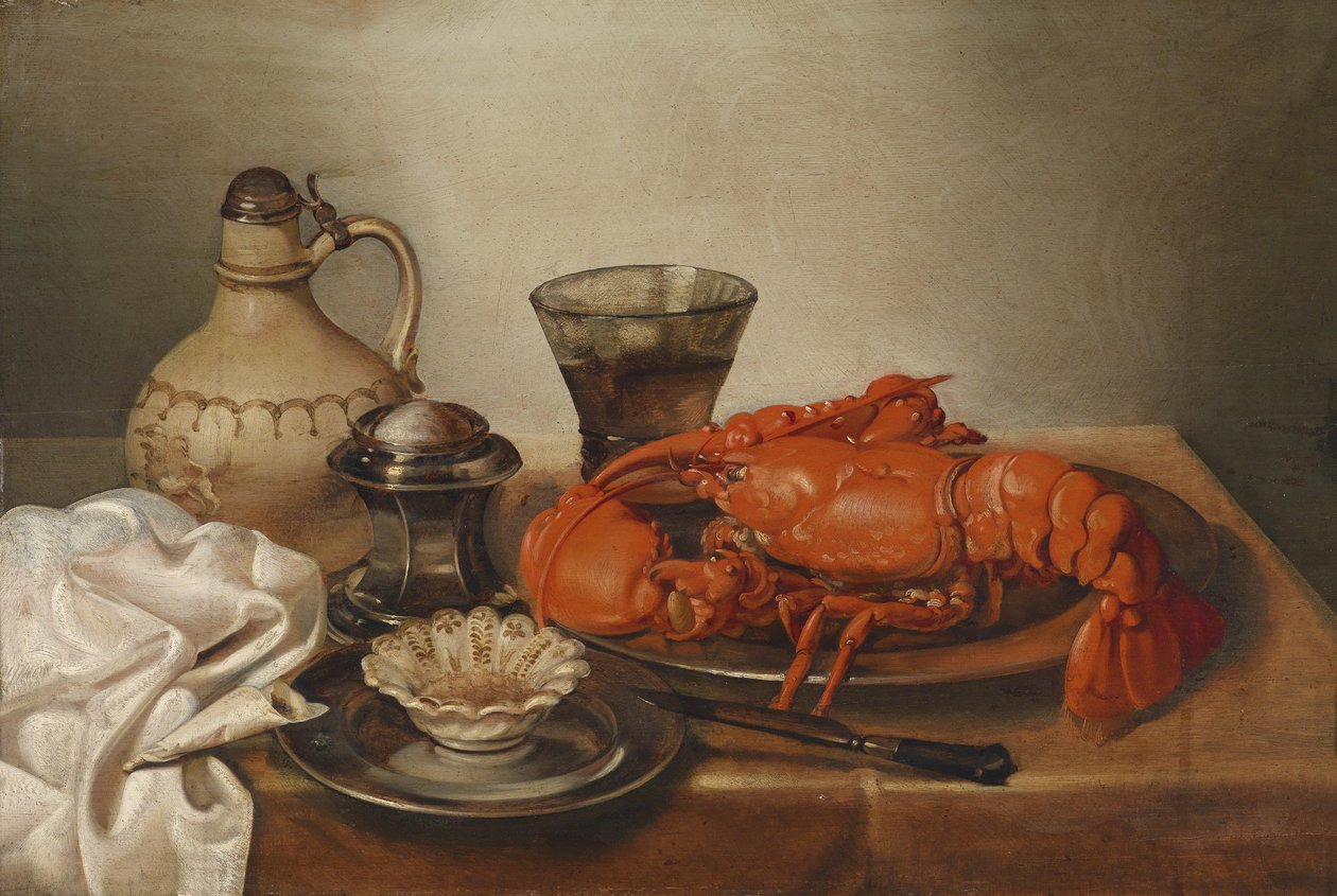 Naturaleza muerta con langosta de Jan Pauwel Gillemans the Younger