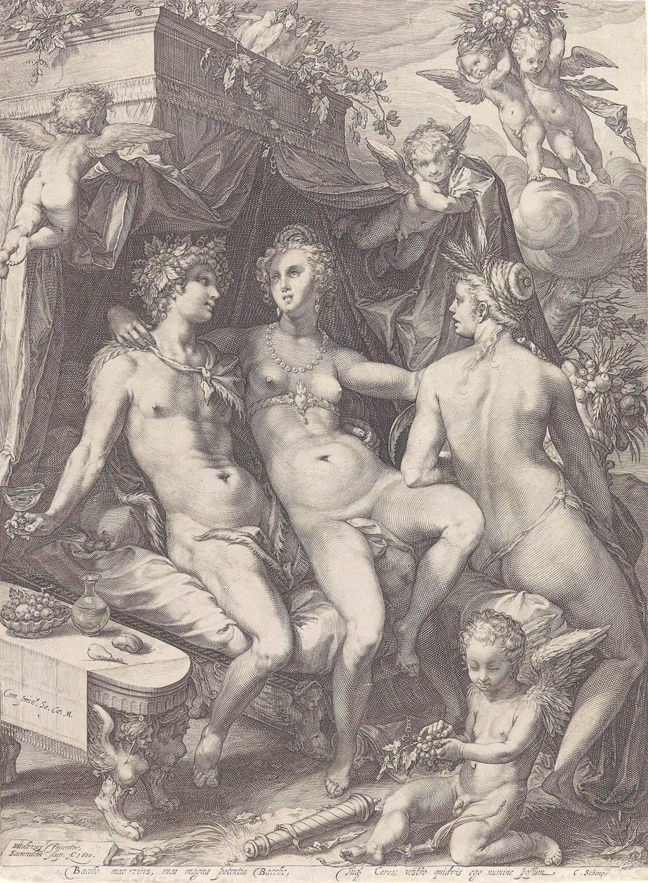 Sin Baco y Ceres, Venus se enfría de Jan Saenredam
