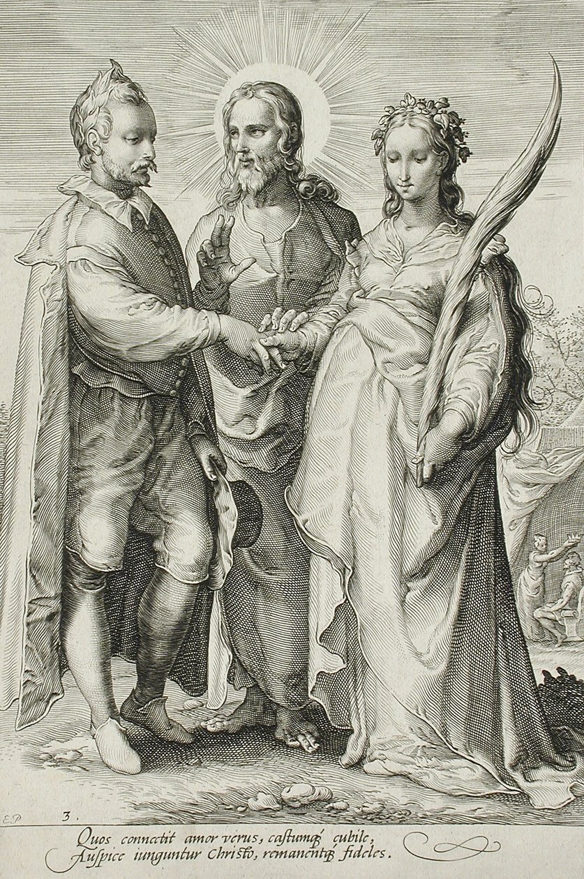 El matrimonio cristiano, Placa 3 de La trilogía del matrimonio, c.1594 de Jan Saenredam