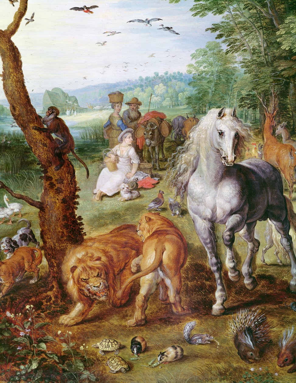El Arca de Noé (detalle del grupo central con caballo) de Jan Snellinck