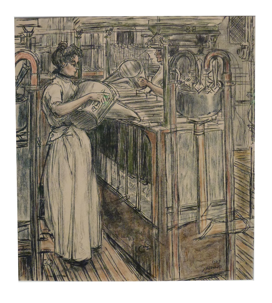 Fundición 1 de las 12 litografías que Toorop hizo sobre la fabricación de velas de Jan Toorop