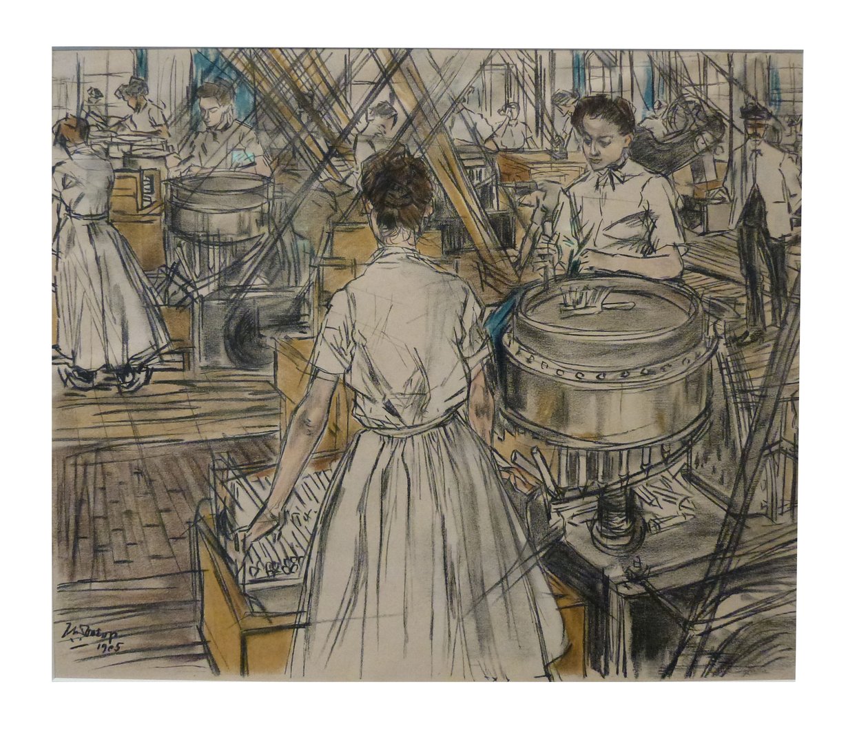 Rogneerkamer 1 de las 12 litografías que Toorop hizo sobre la fabricación de velas de Jan Toorop