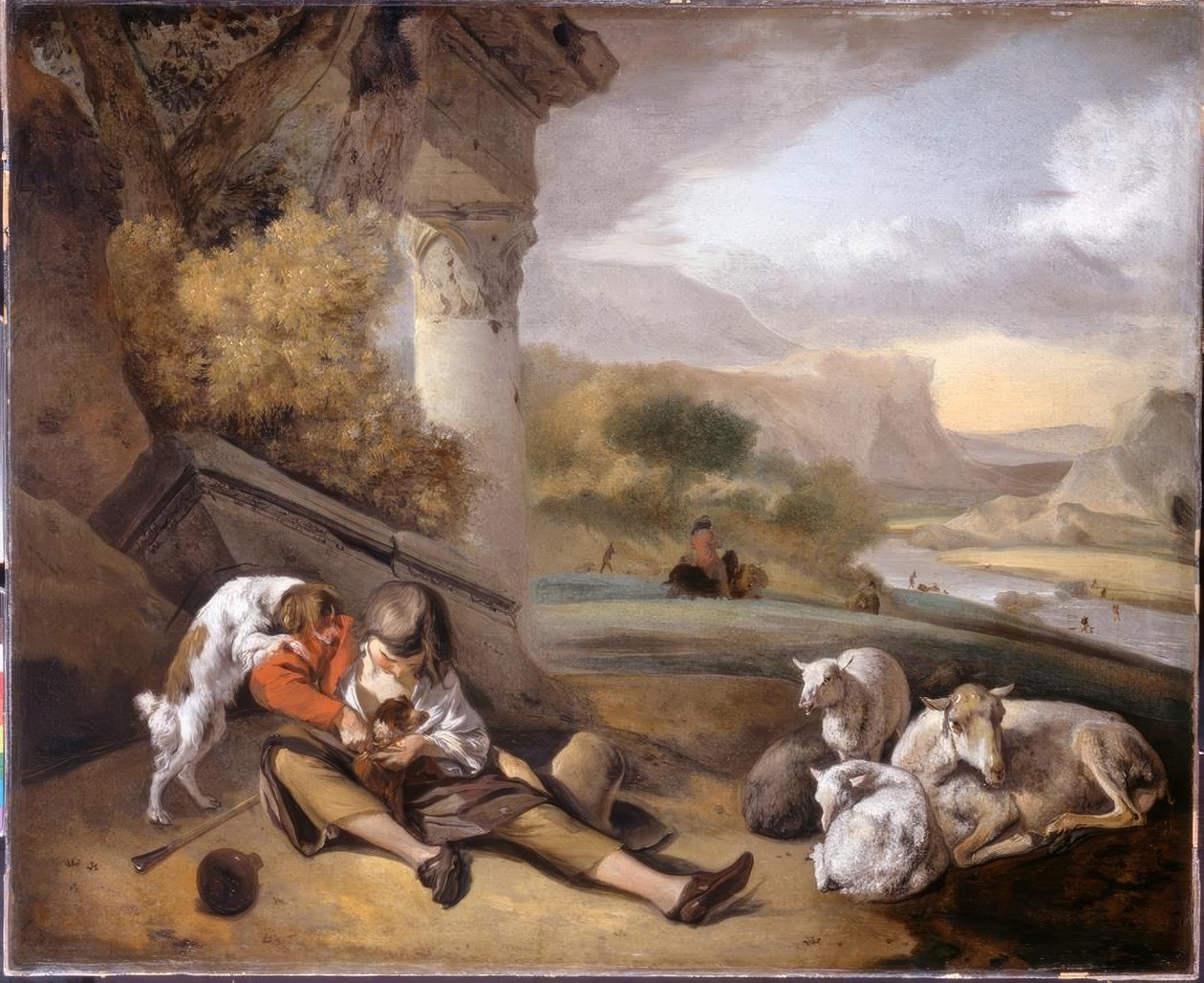 J.Weenix, Paisaje con pastorcillo de Jan Baptist Weenix