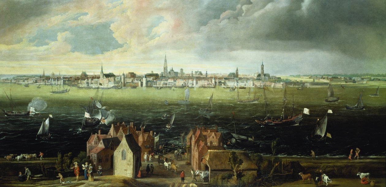 Vista de Amberes desde el río Escalda de Jan Wildens