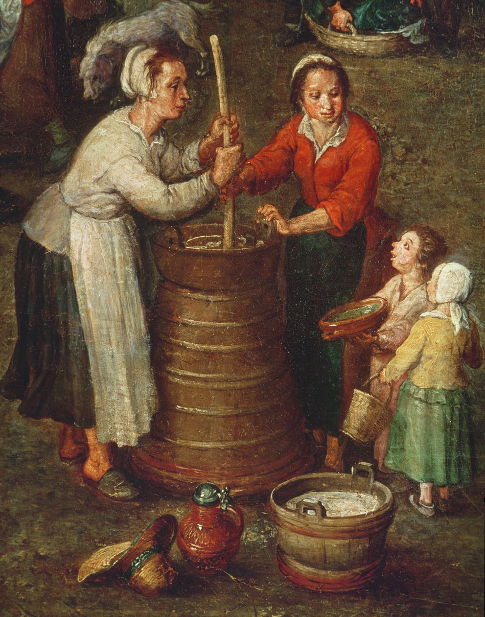 Vida Campestre (detalle de campesinos batiendo leche) de Jan the Elder Brueghel