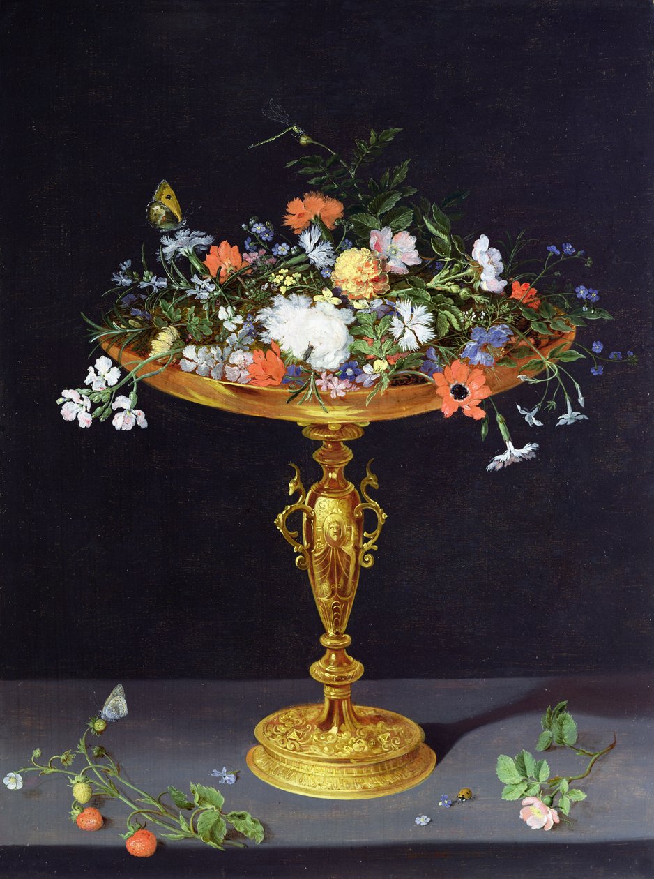 Flores en una taza dorada, 1612 de Jan the Elder Brueghel