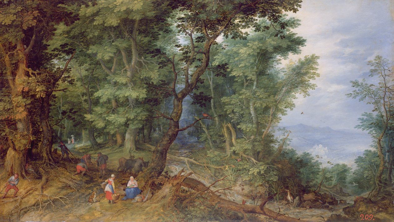 Paisaje boscoso, o El descanso en la huida a Egipto, 1607 de Jan the Elder Brueghel