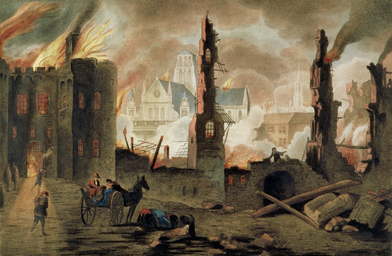 El gran incendio de Londres en el año 1666 de Jan the Elder Griffier