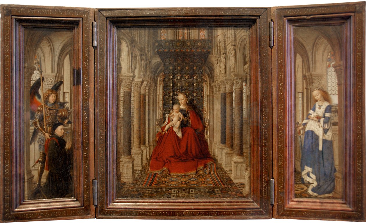 Virgen y el Niño con San Miguel y Santa Catalina y un donante de Jan van Eyck