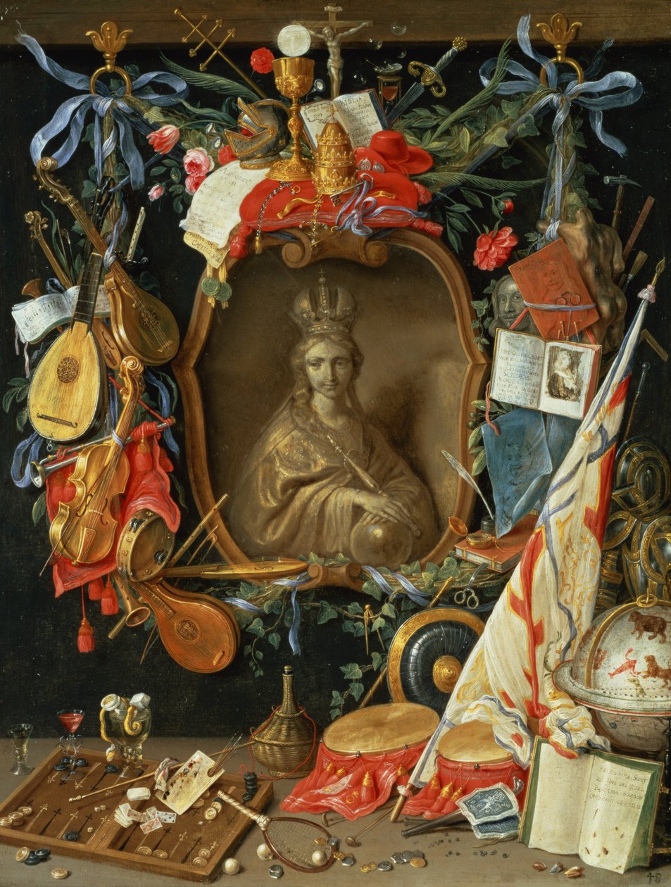 Ecclesia rodeada de símbolos de vanidad de Jan van Kessel the Elder