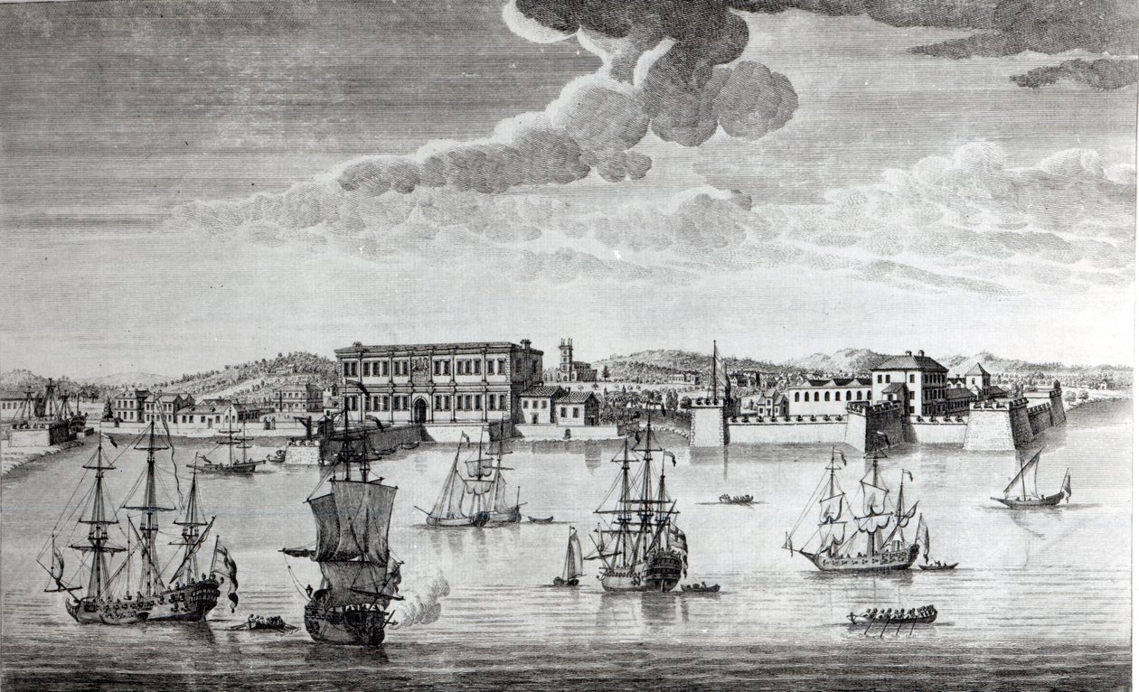 Bombay en la costa de Malabar perteneciente a la Compañía de las Indias Orientales de Inglaterra, 1754 de Jan van Ryne