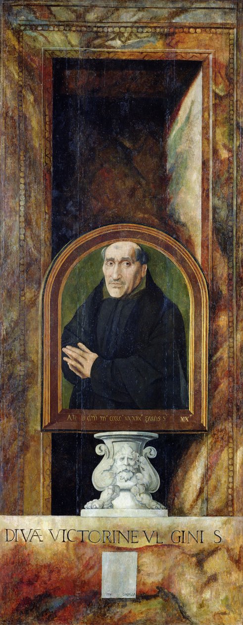 Retrato de Jacques Coëne, Abad de Marchiennes, en el reverso del Tríptico de Santa Úrsula y las Once Mil Vírgenes, c.1539 de Jan van Scorel