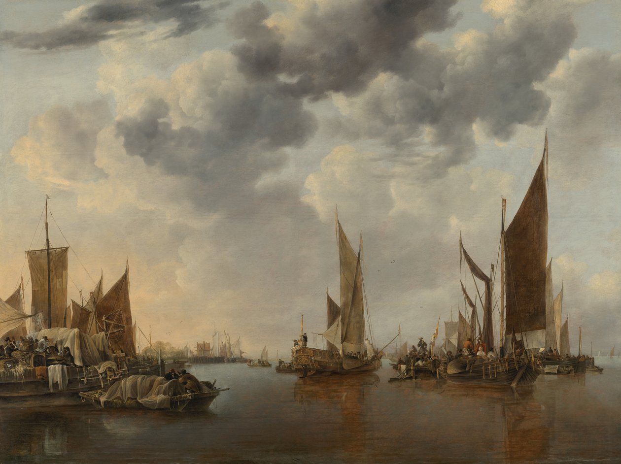 Vista del mar con barcos de Jan van de Cappelle