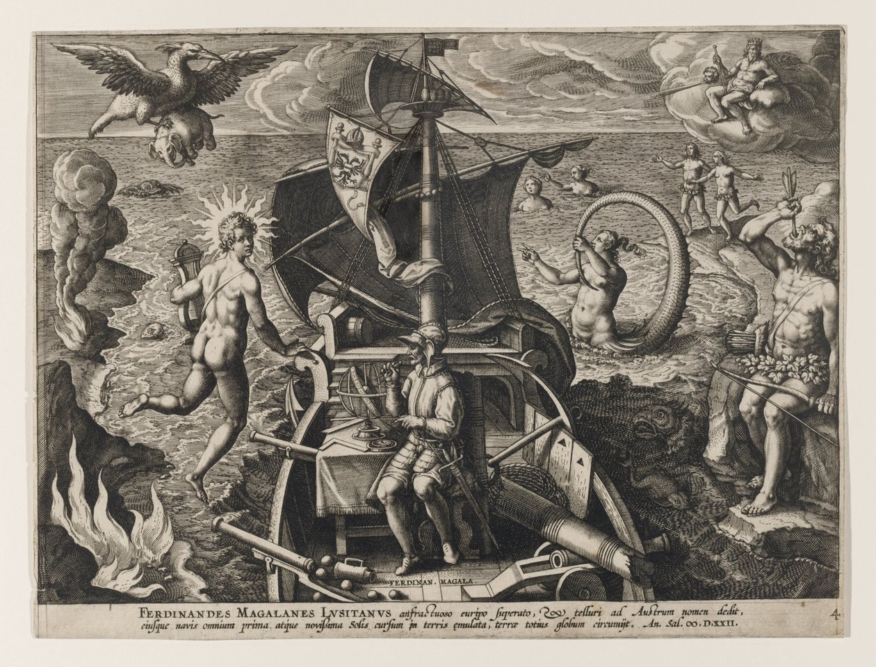 Ferdinandes Magalanes Lusitanus, lámina 4 de Americae Retectio de Jan van der Straet