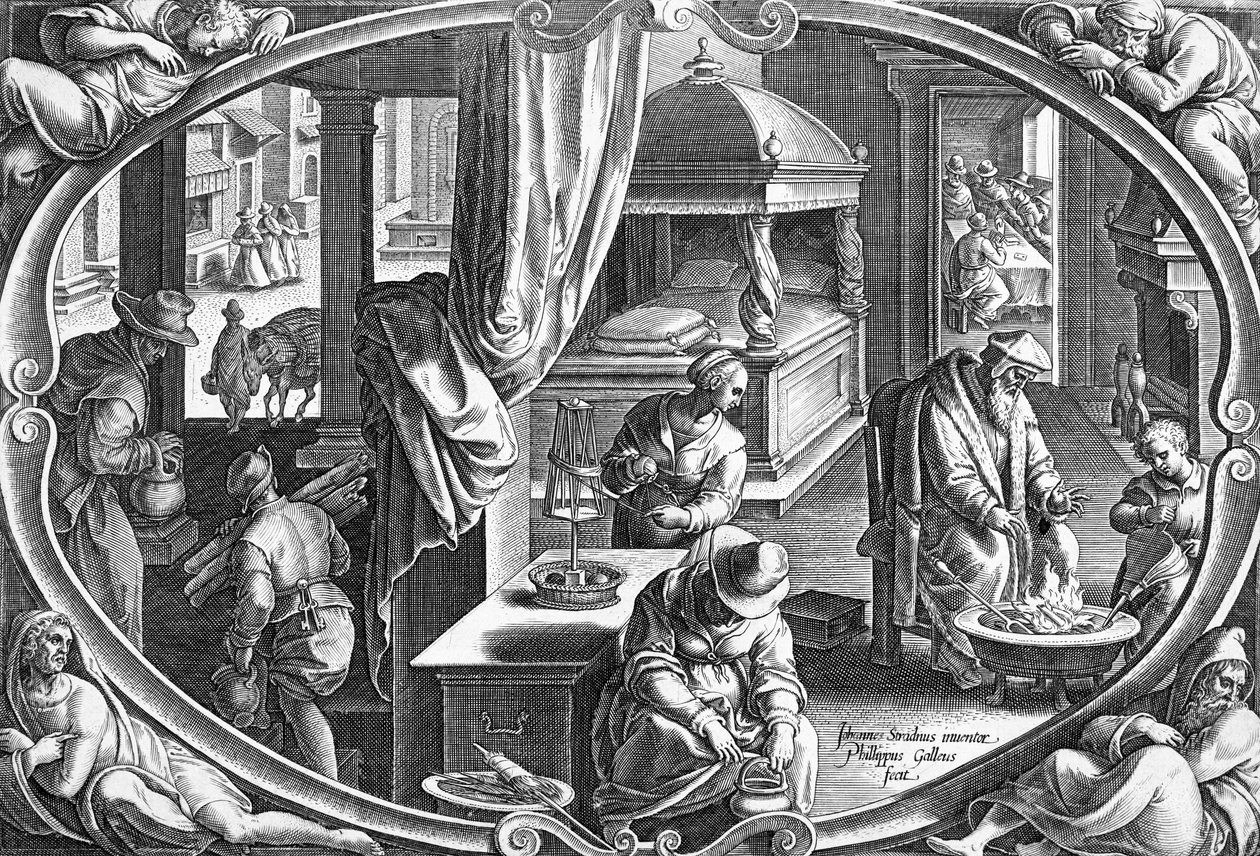 Invierno, grabado por Philip Galle, c.1580 de Jan van der Straet