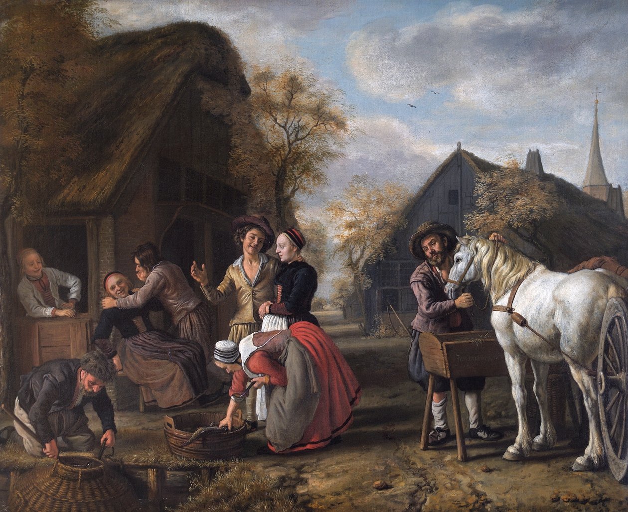 Una escena de pueblo de Jan (1620 76) Victors