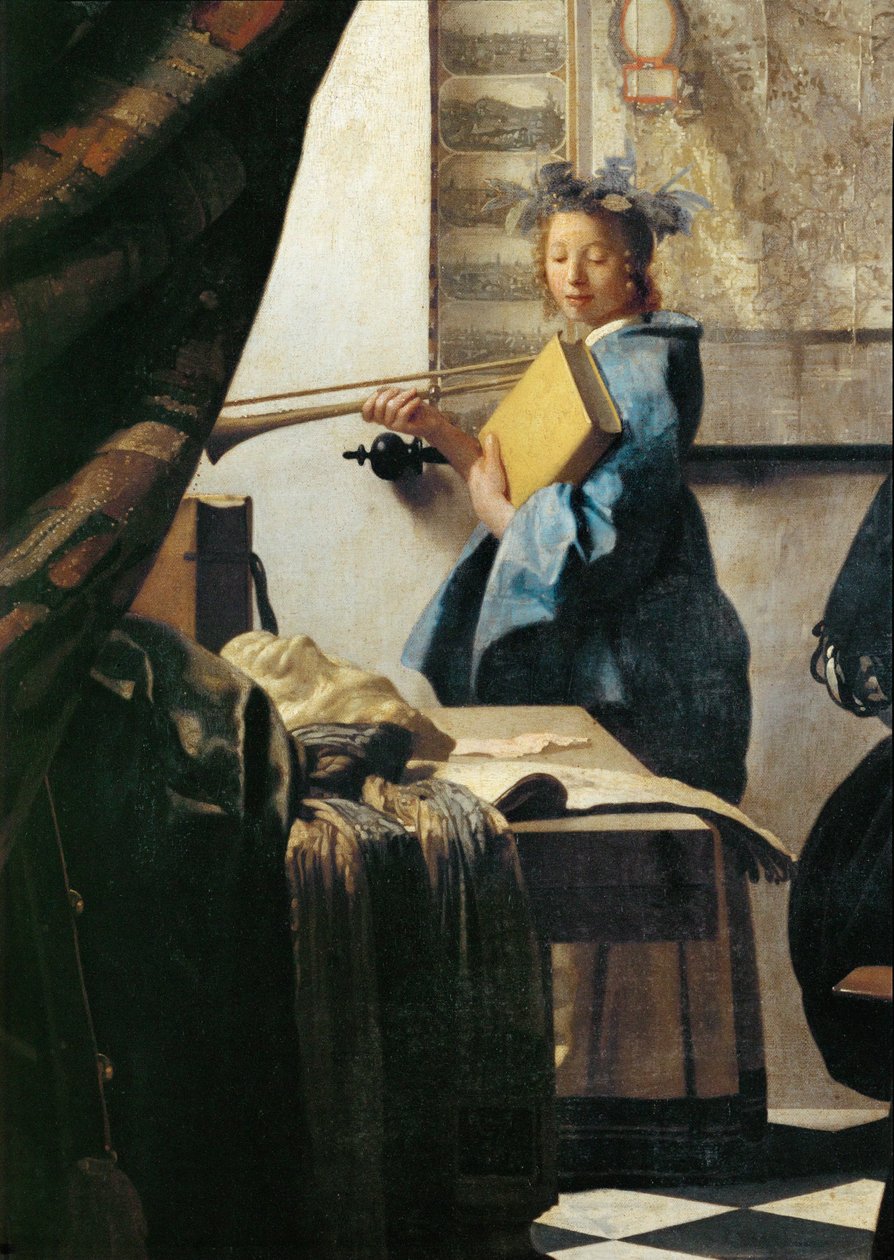 El pintor y su modelo como Klio (óleo sobre lienzo) de Jan (1632-75) Vermeer