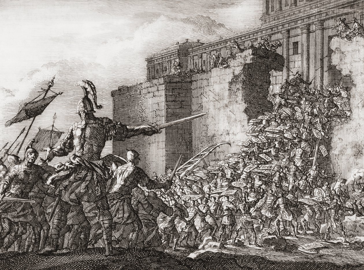 Pompeyo atacando el Templo de Jerusalén en el 63 a.C. (impresión) de Jan (after) Luyken