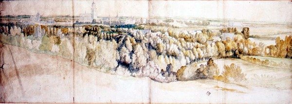 Vista de Arnhem desde el este (lápiz y acuarela) de Jan (circle of) Siberechts