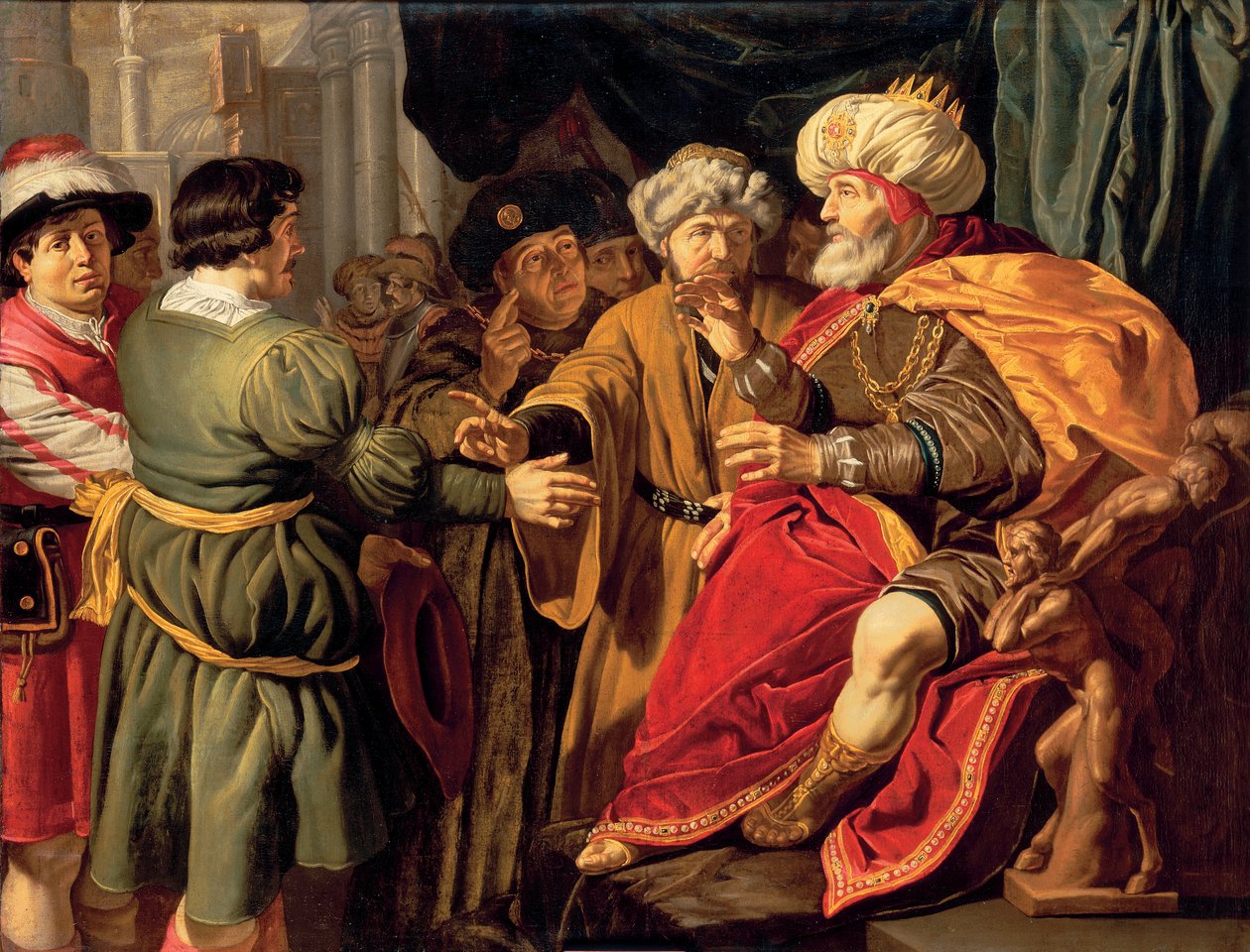 José interpretando los sueños del Faraón (óleo sobre lienzo) de Jan (circle of) Tengnagel