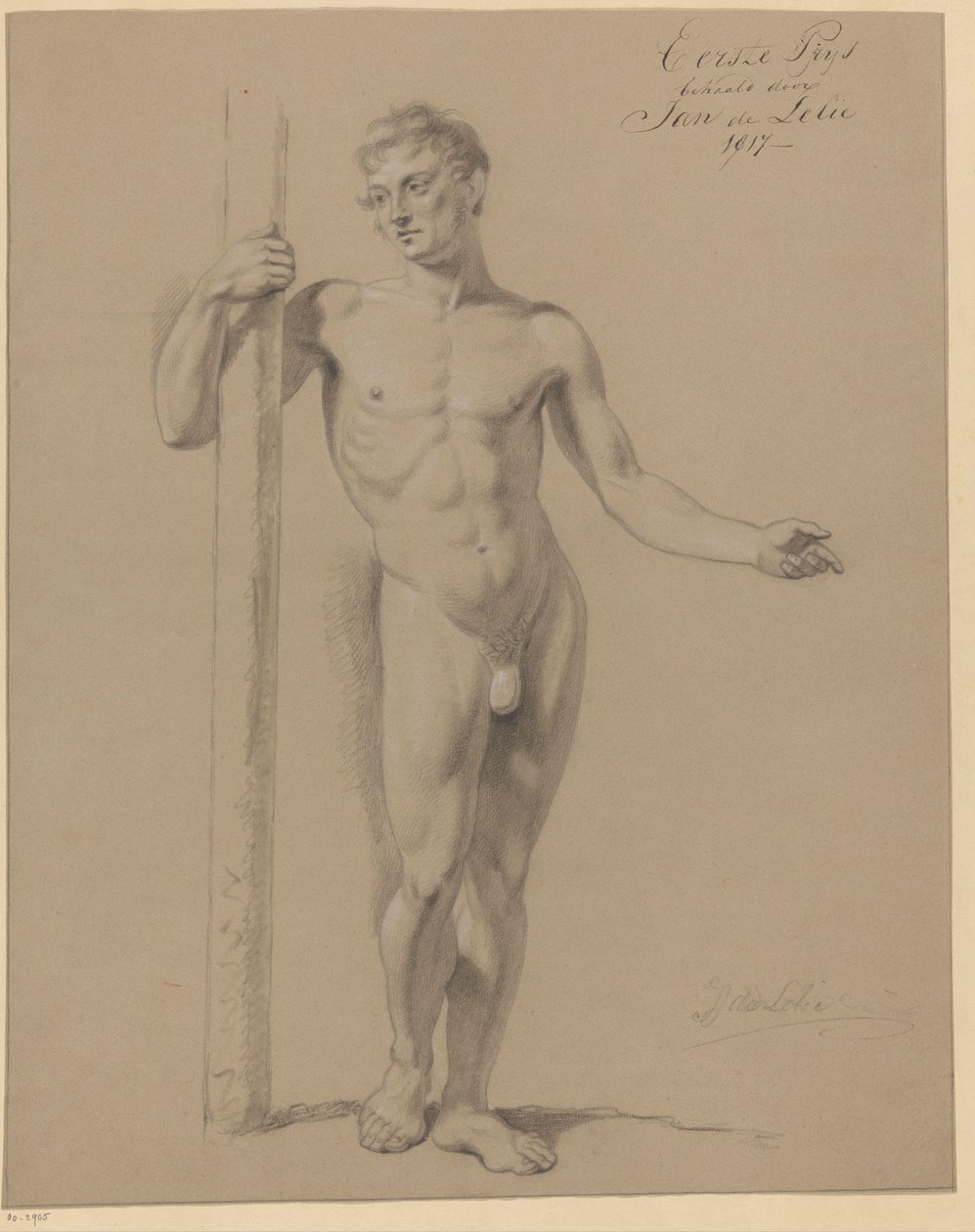 Desnudo masculino de pie, visto de frente (1er premio 1817) de Jan Adriaan Antonie de Lelie