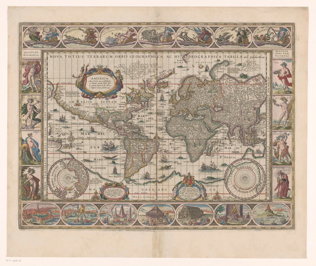 Mapa del mundo con bordes decorativos
Nova totius terrarum orbis geographica ac hydrographica tabula de Jan Aertse van den Ende